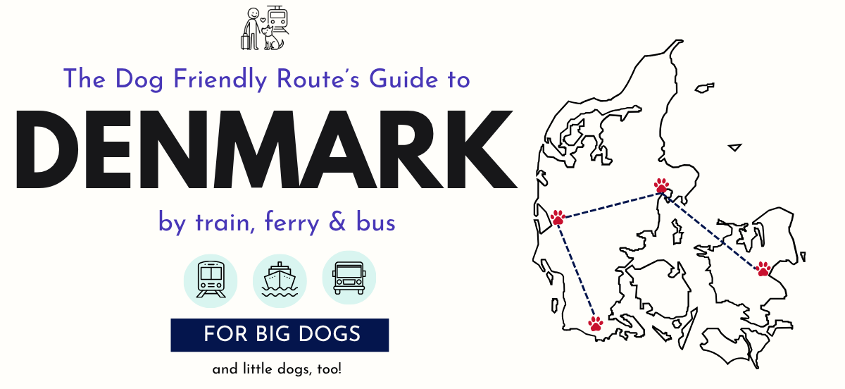 Illustrated map of Denmark with a paw-print route