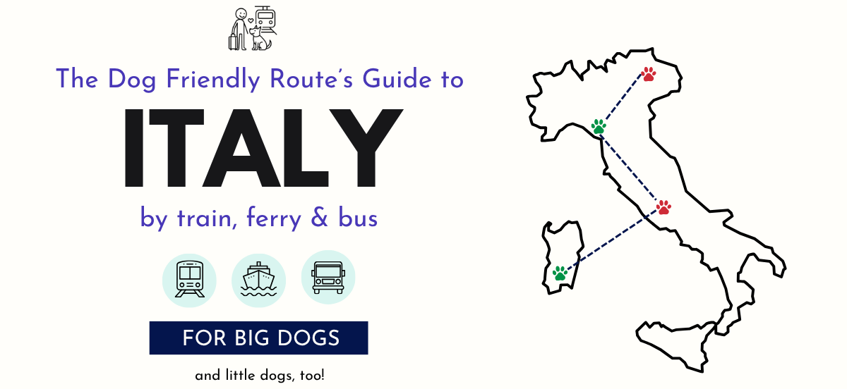 Illustrated map of Italy with a paw-print route