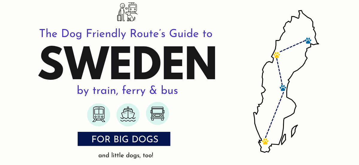 Illustrated map of Sweden with a paw-print route